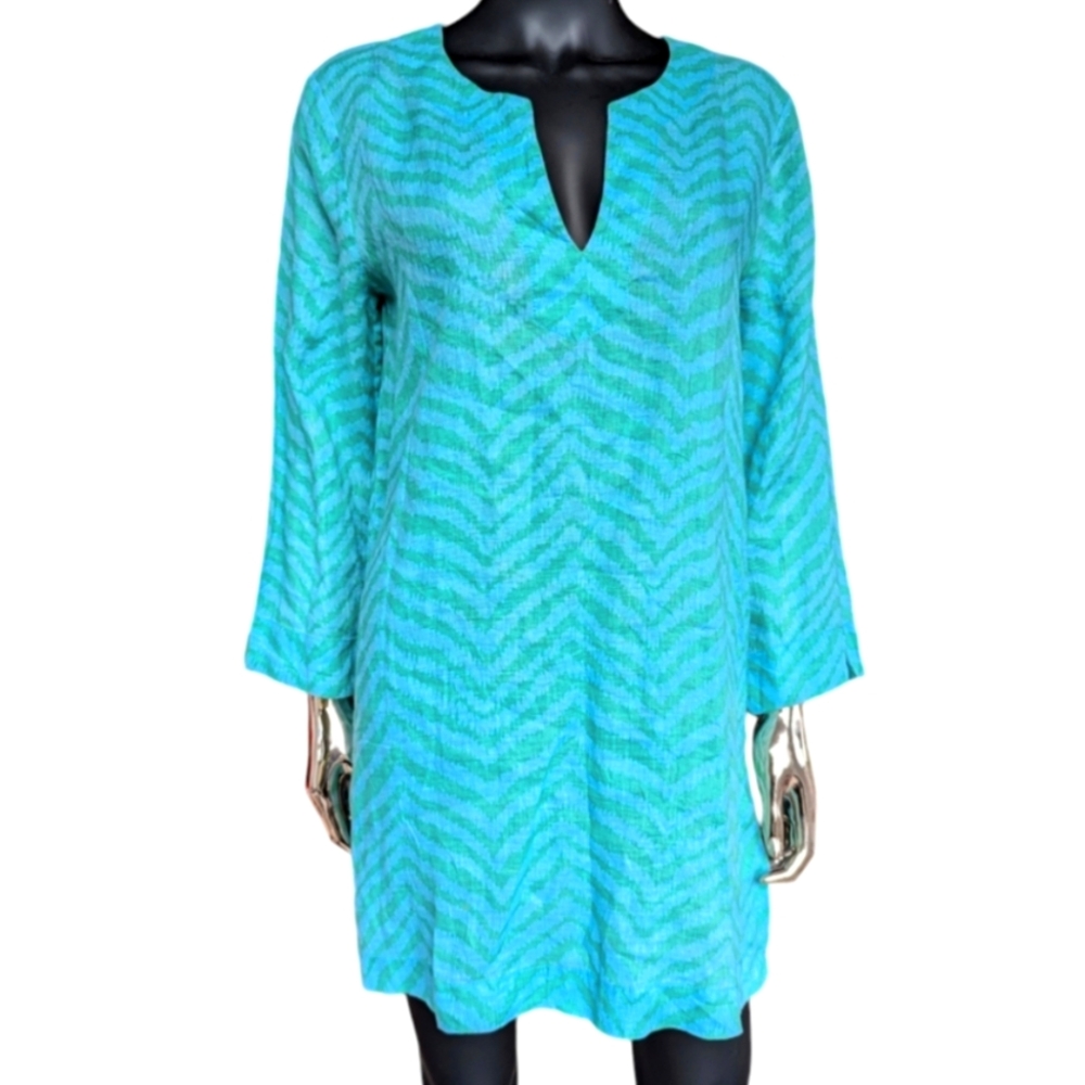 Lilly Pulitzer Marco Island Tunic In Jewel Zebron Linen